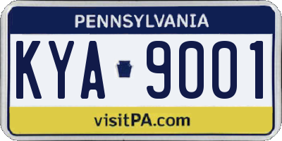PA license plate KYA9001