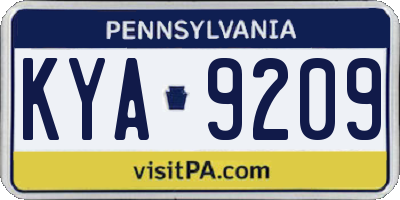 PA license plate KYA9209