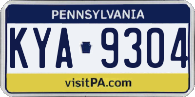 PA license plate KYA9304