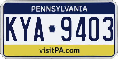 PA license plate KYA9403