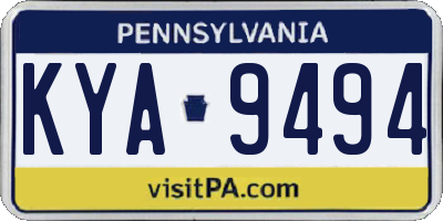 PA license plate KYA9494