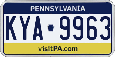 PA license plate KYA9963