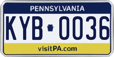 PA license plate KYB0036
