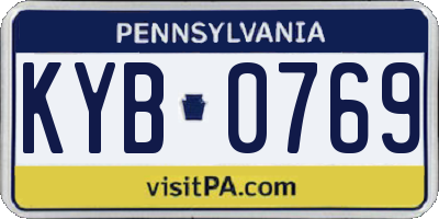 PA license plate KYB0769