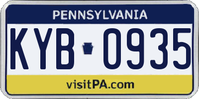 PA license plate KYB0935
