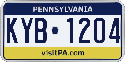 PA license plate KYB1204