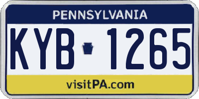 PA license plate KYB1265