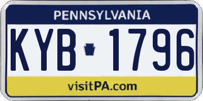 PA license plate KYB1796