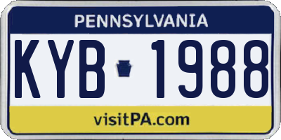 PA license plate KYB1988