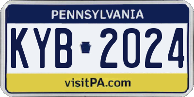 PA license plate KYB2024