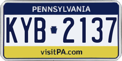 PA license plate KYB2137