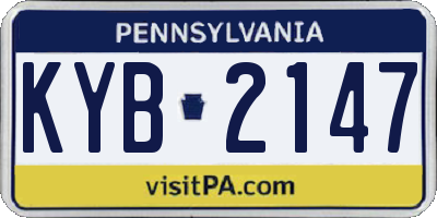 PA license plate KYB2147