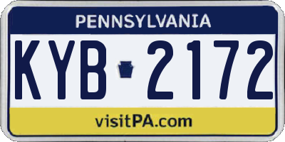 PA license plate KYB2172
