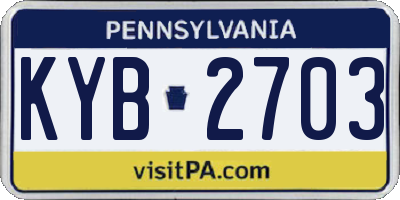 PA license plate KYB2703