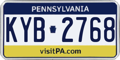 PA license plate KYB2768