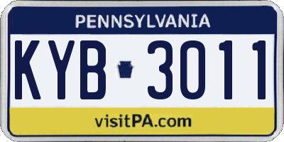 PA license plate KYB3011