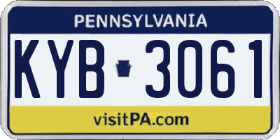 PA license plate KYB3061