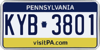 PA license plate KYB3801