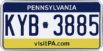 PA license plate KYB3885