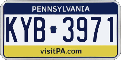 PA license plate KYB3971