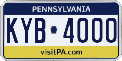 PA license plate KYB4000