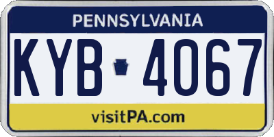 PA license plate KYB4067