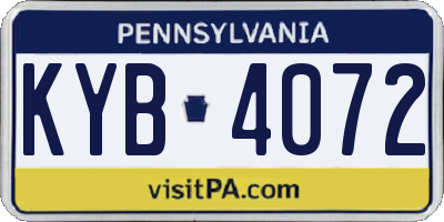 PA license plate KYB4072