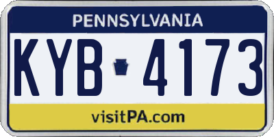 PA license plate KYB4173