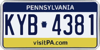 PA license plate KYB4381