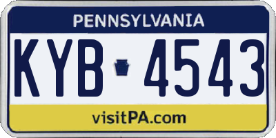 PA license plate KYB4543