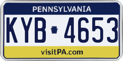 PA license plate KYB4653
