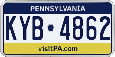 PA license plate KYB4862