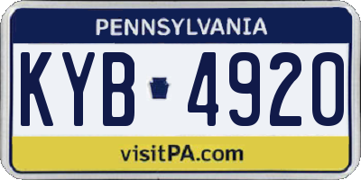 PA license plate KYB4920