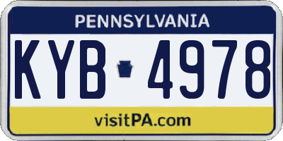 PA license plate KYB4978