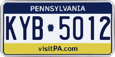 PA license plate KYB5012