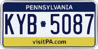 PA license plate KYB5087