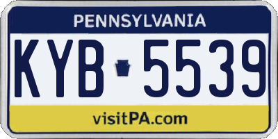 PA license plate KYB5539