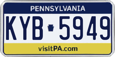 PA license plate KYB5949