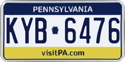 PA license plate KYB6476