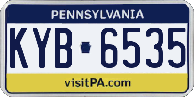 PA license plate KYB6535