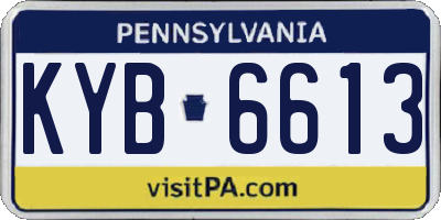 PA license plate KYB6613