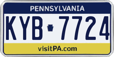 PA license plate KYB7724