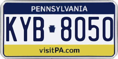 PA license plate KYB8050