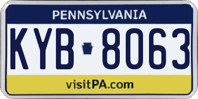 PA license plate KYB8063
