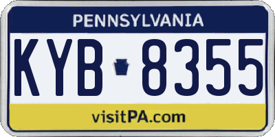 PA license plate KYB8355