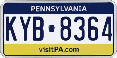 PA license plate KYB8364