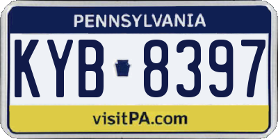 PA license plate KYB8397