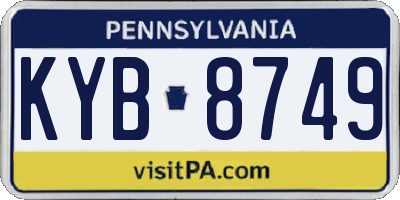 PA license plate KYB8749