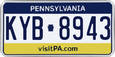 PA license plate KYB8943