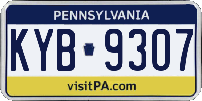 PA license plate KYB9307